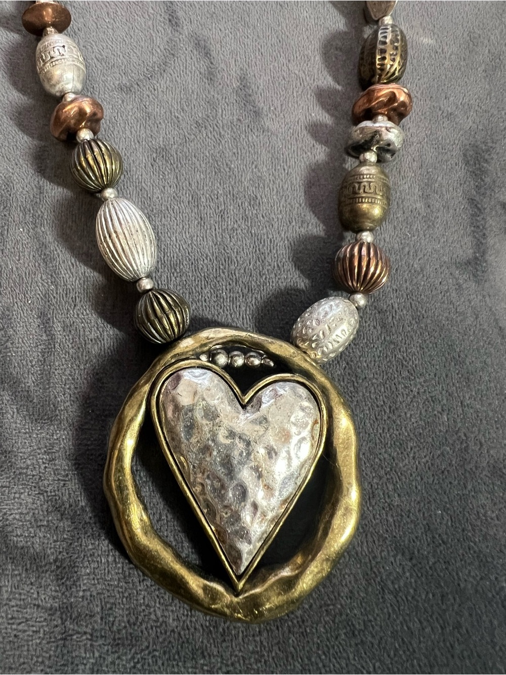 Two-Tone Heart Pendant Necklace in Gold & Silver